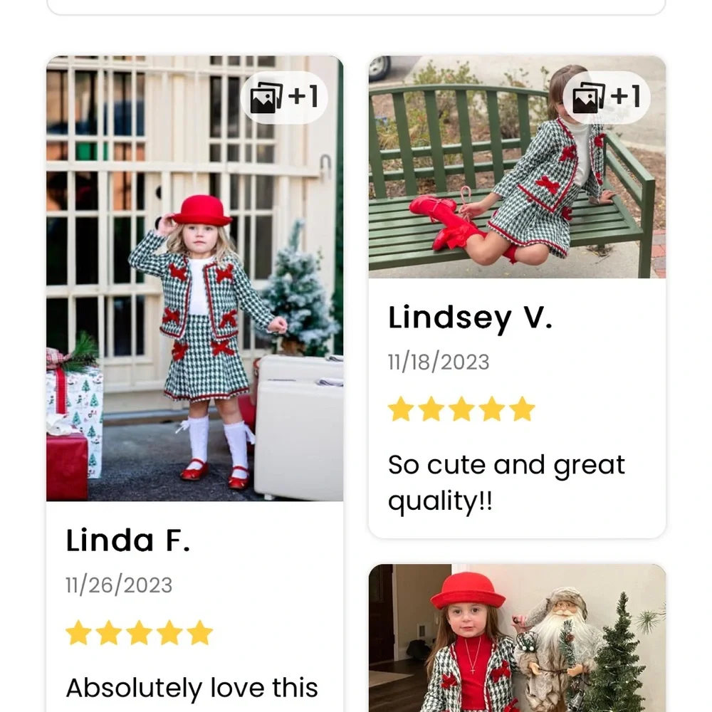 Christmas Matching Outfit Blazer & Pleated Skirt Set With Bows